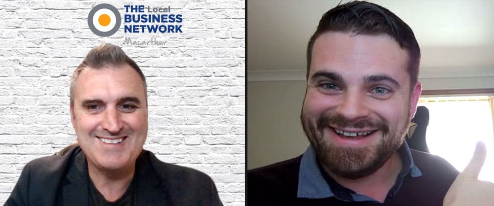 Colin Potts (left) and Nathan Cassar (right) all smiles as they talk business and life goals