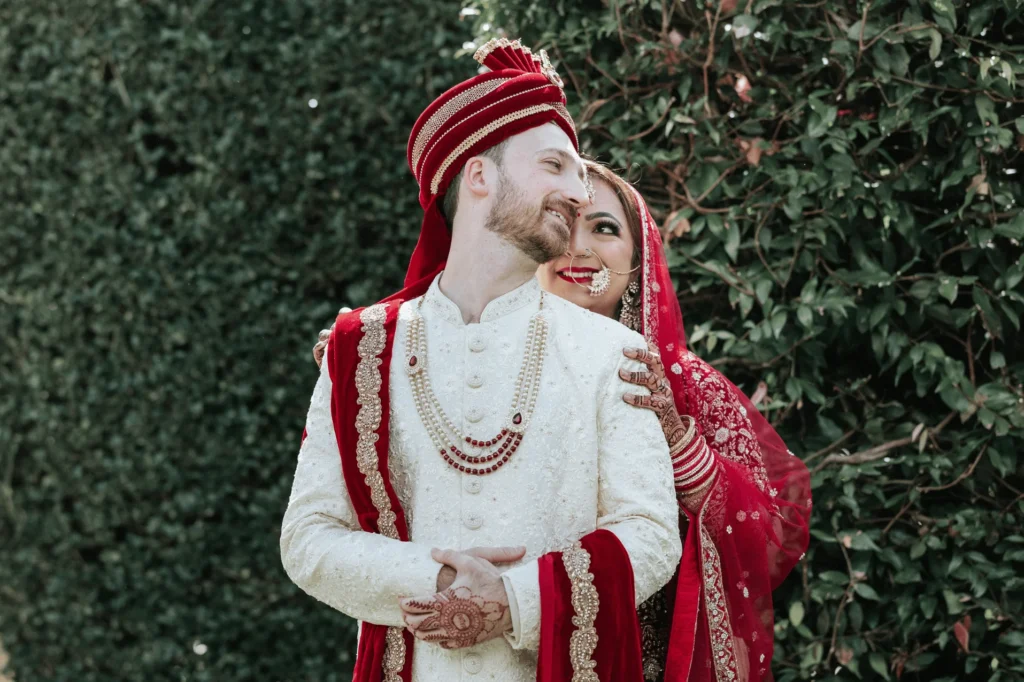 Priya & Blake sharing a special moment on their wedding day at the Lauriston House in Sydney.